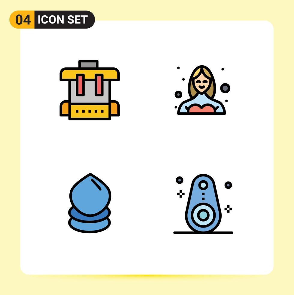 Universal Icon Symbols Group of 4 Modern Filledline Flat Colors of bag eco avatar profile environment Editable Vector Design Elements