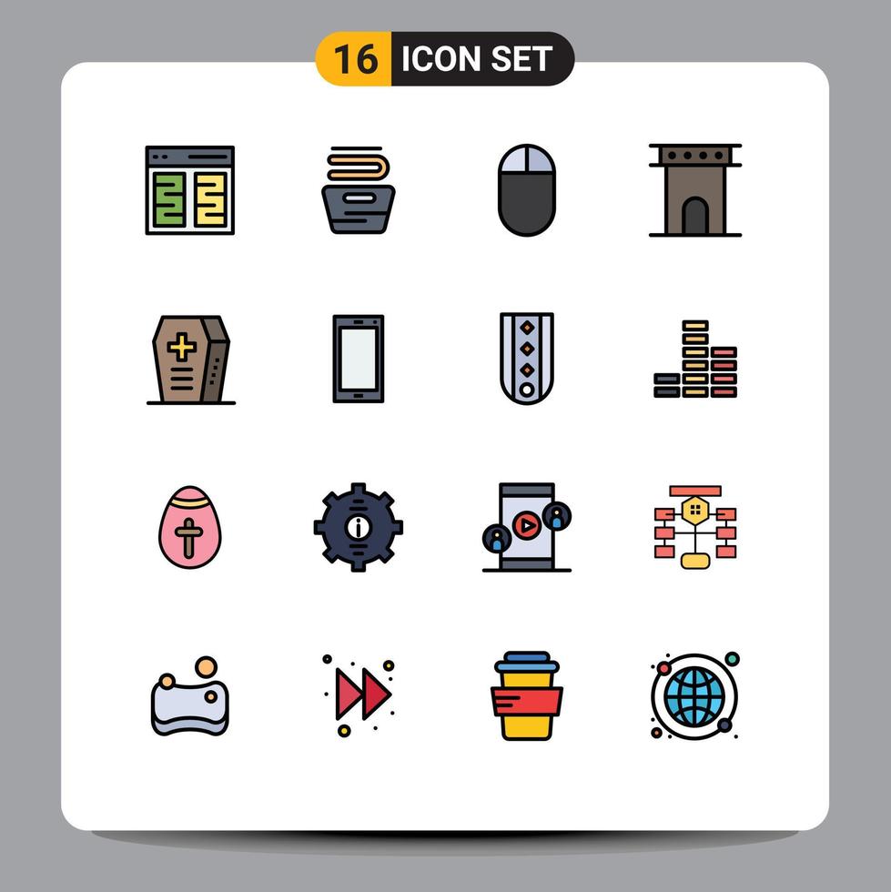 paquete de iconos de vectores de stock de 16 signos y símbolos de línea para el lavado de monumentos de halloween arquitectura histórica elementos de diseño de vectores creativos editables