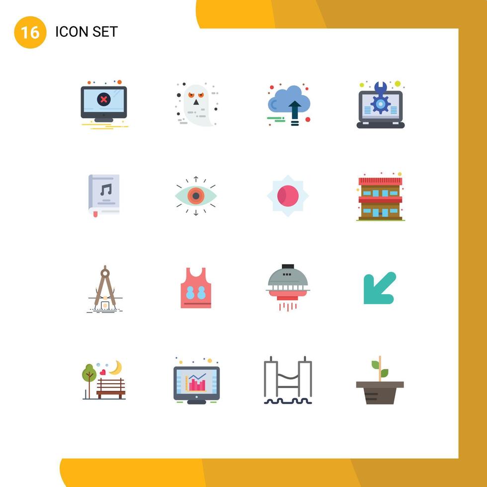 16 iconos creativos signos y símbolos modernos de la idea del portátil crecer diseño nube paquete editable de elementos de diseño de vectores creativos