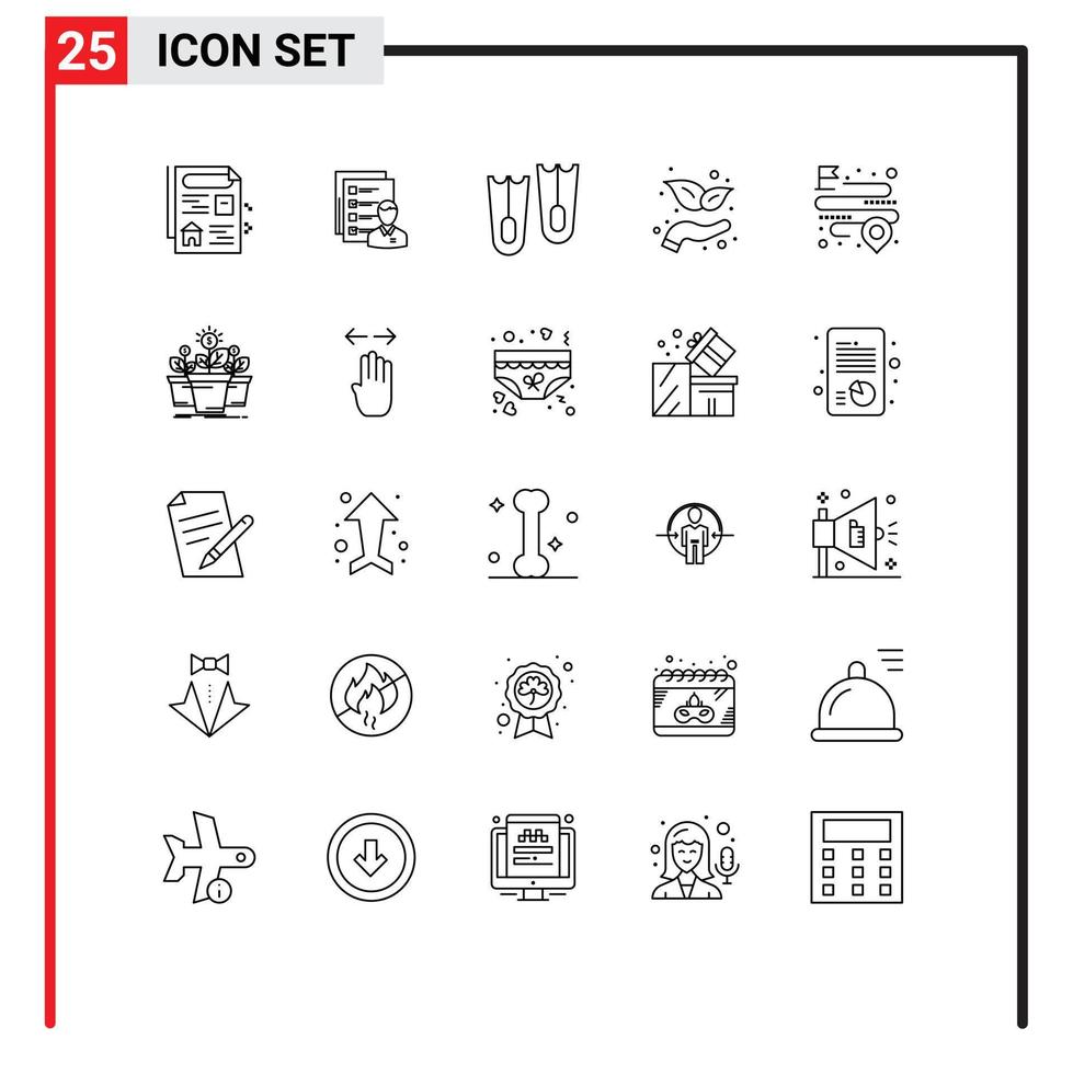 Group of 25 Lines Signs and Symbols for distance investment man growth flippers Editable Vector Design Elements