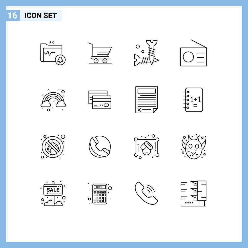 paquete de iconos de vector de stock de 16 signos y símbolos de línea para dispositivos de tecnología diy de nube de color elementos de diseño de vector editables