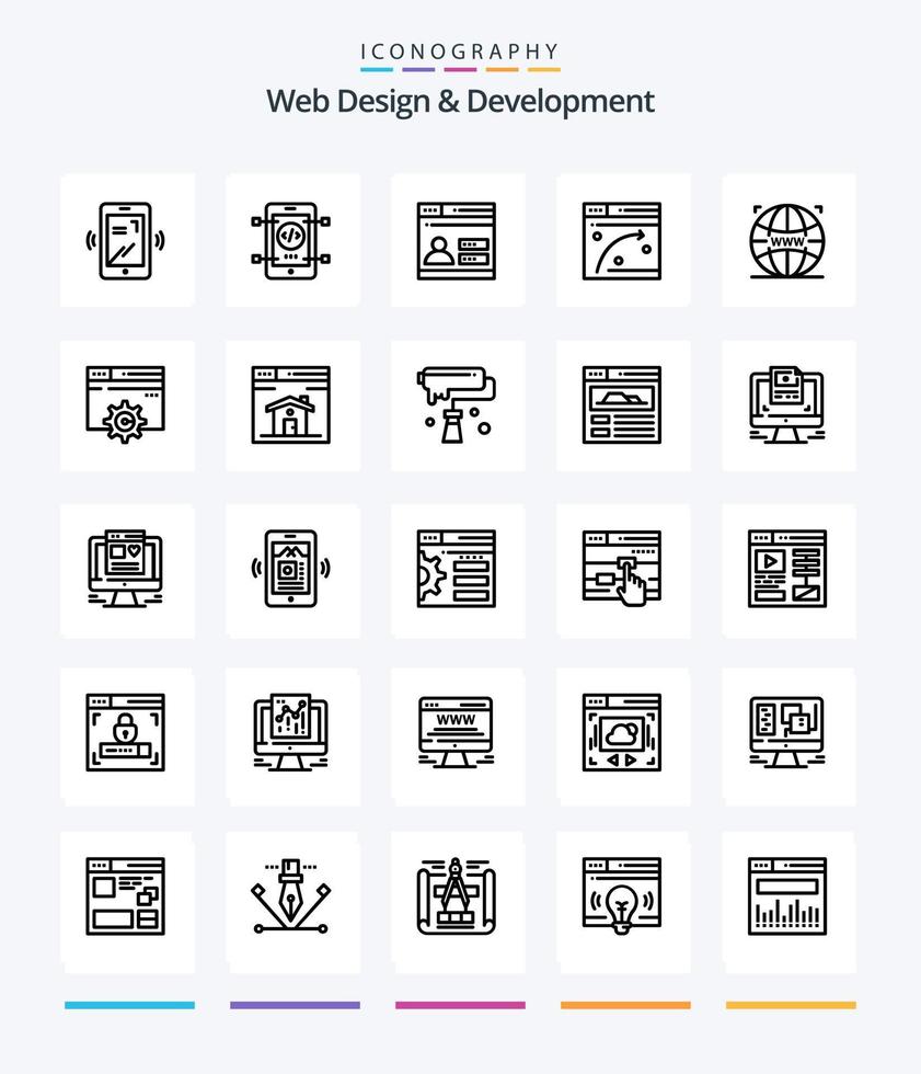 Creative Web Design And Development 25 OutLine icon pack  Such As window . web . web. . design vector