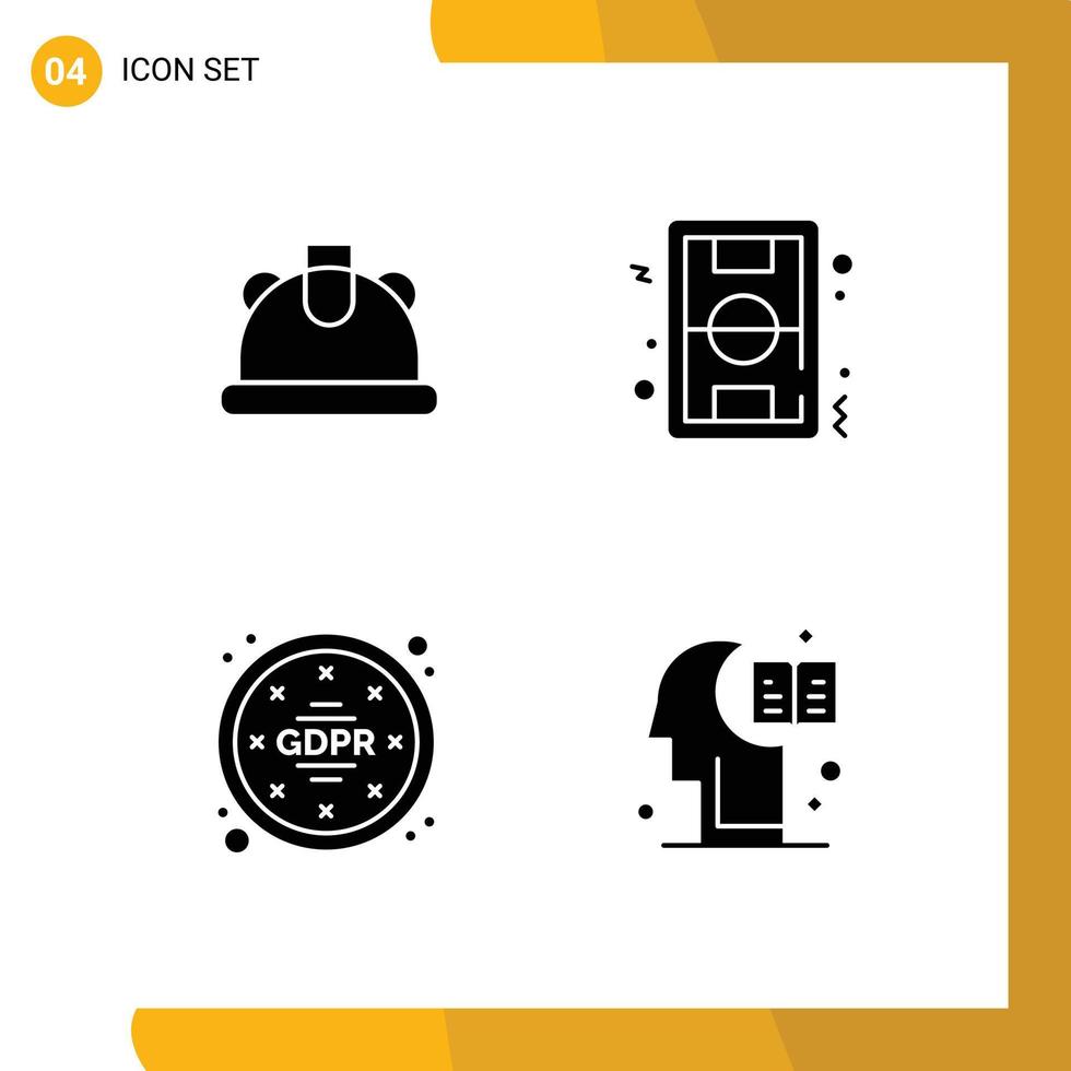 Universal Icon Symbols Group of Modern Solid Glyphs of building privacy football soccer data Editable Vector Design Elements