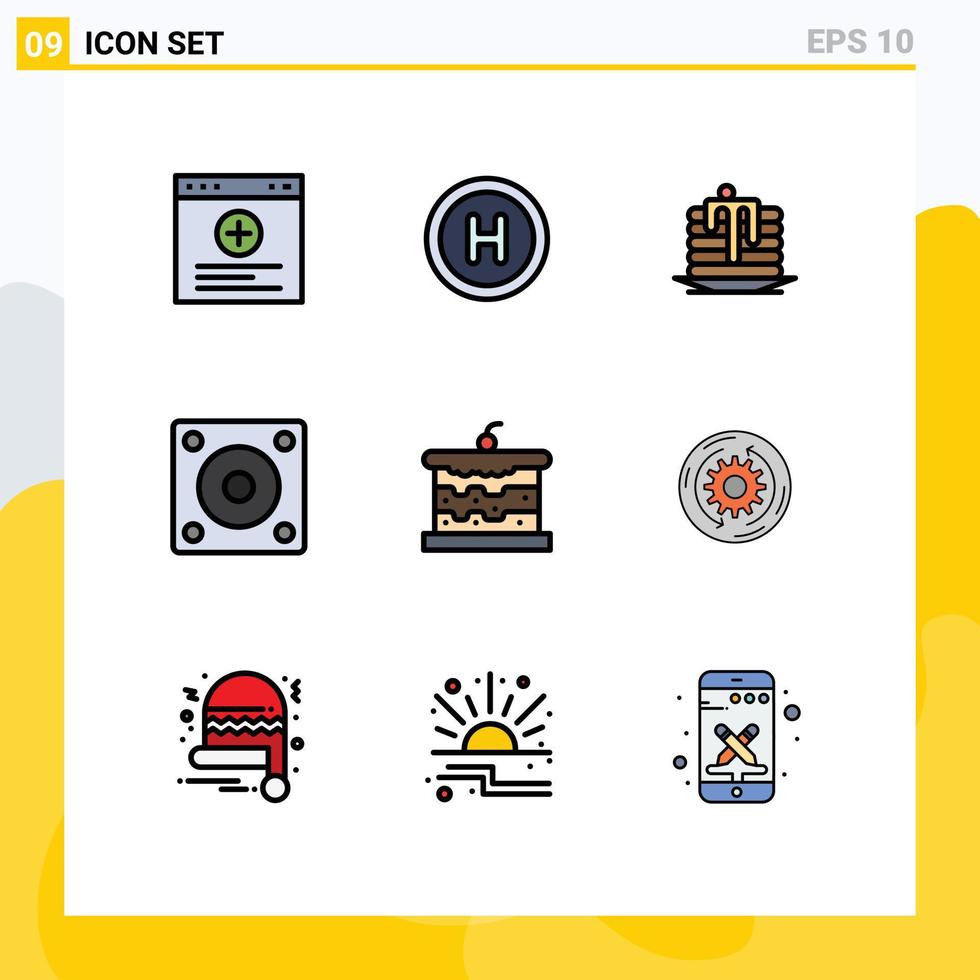 Set of 9 Modern UI Icons Symbols Signs for food bread wedding cake bakery hard disk Editable Vector Design Elements