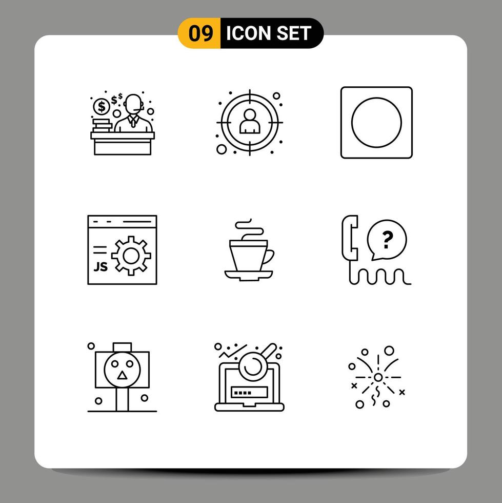 Modern Set of 9 Outlines Pictograph of tea development creative develop browser Editable Vector Design Elements