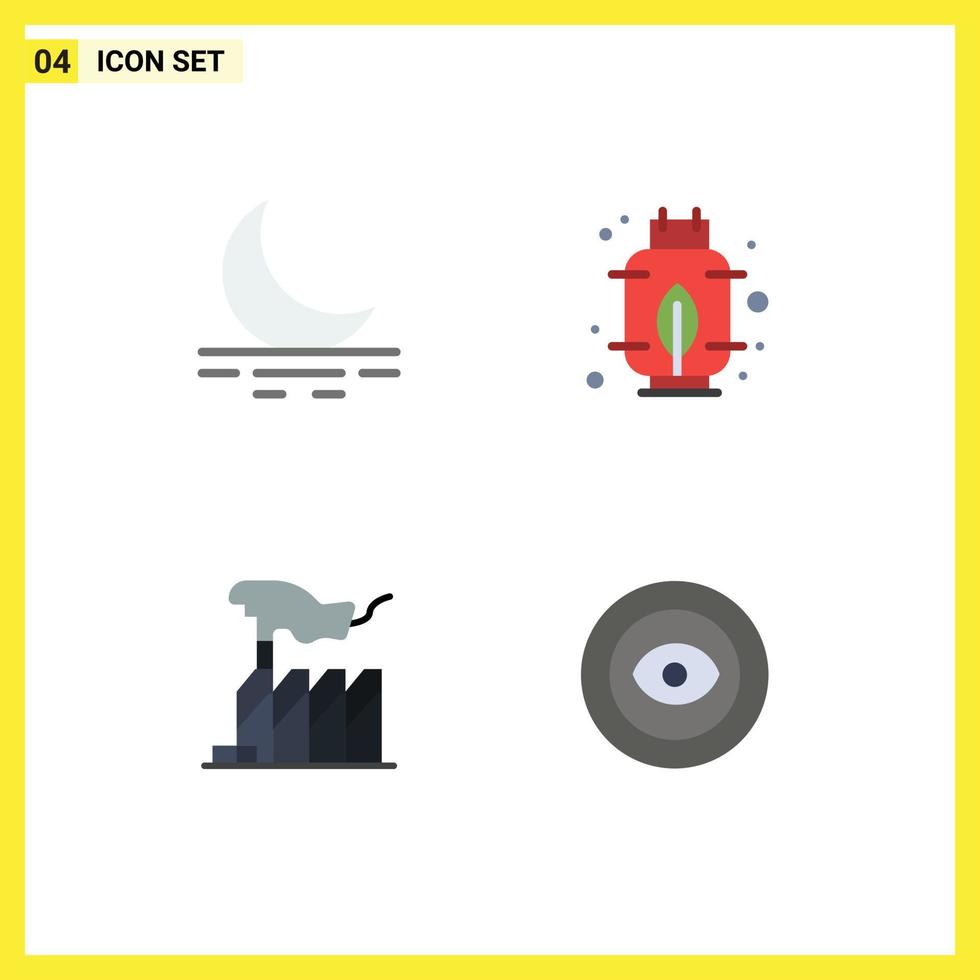 4 Universal Flat Icon Signs Symbols of fog interest energy autocracy achievement Editable Vector Design Elements
