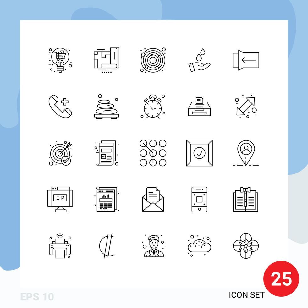 Modern Set of 25 Lines and symbols such as touch gesture astronomy power water Editable Vector Design Elements