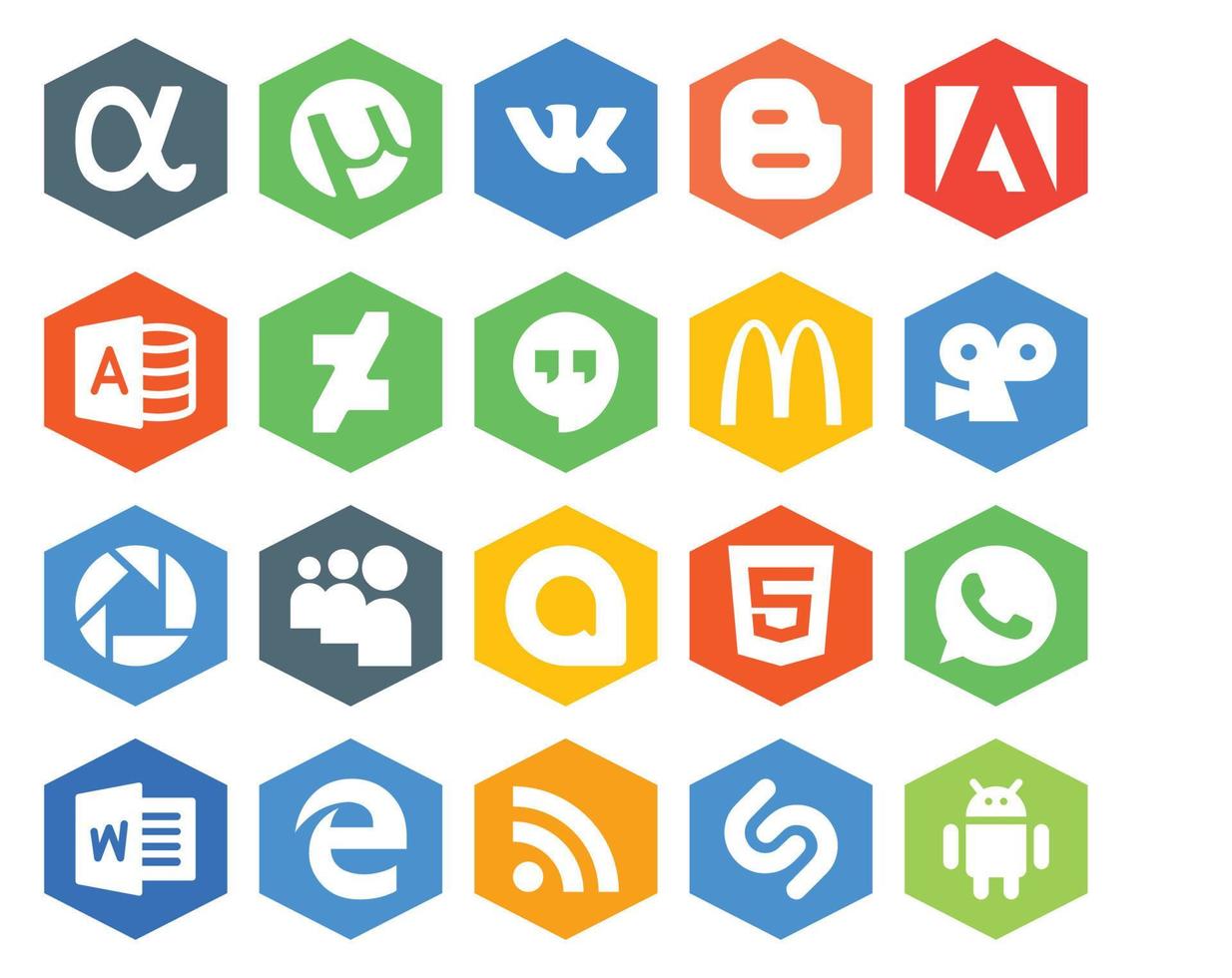 20 Social Media Icon Pack Including rss word mcdonalds whatsapp google allo vector
