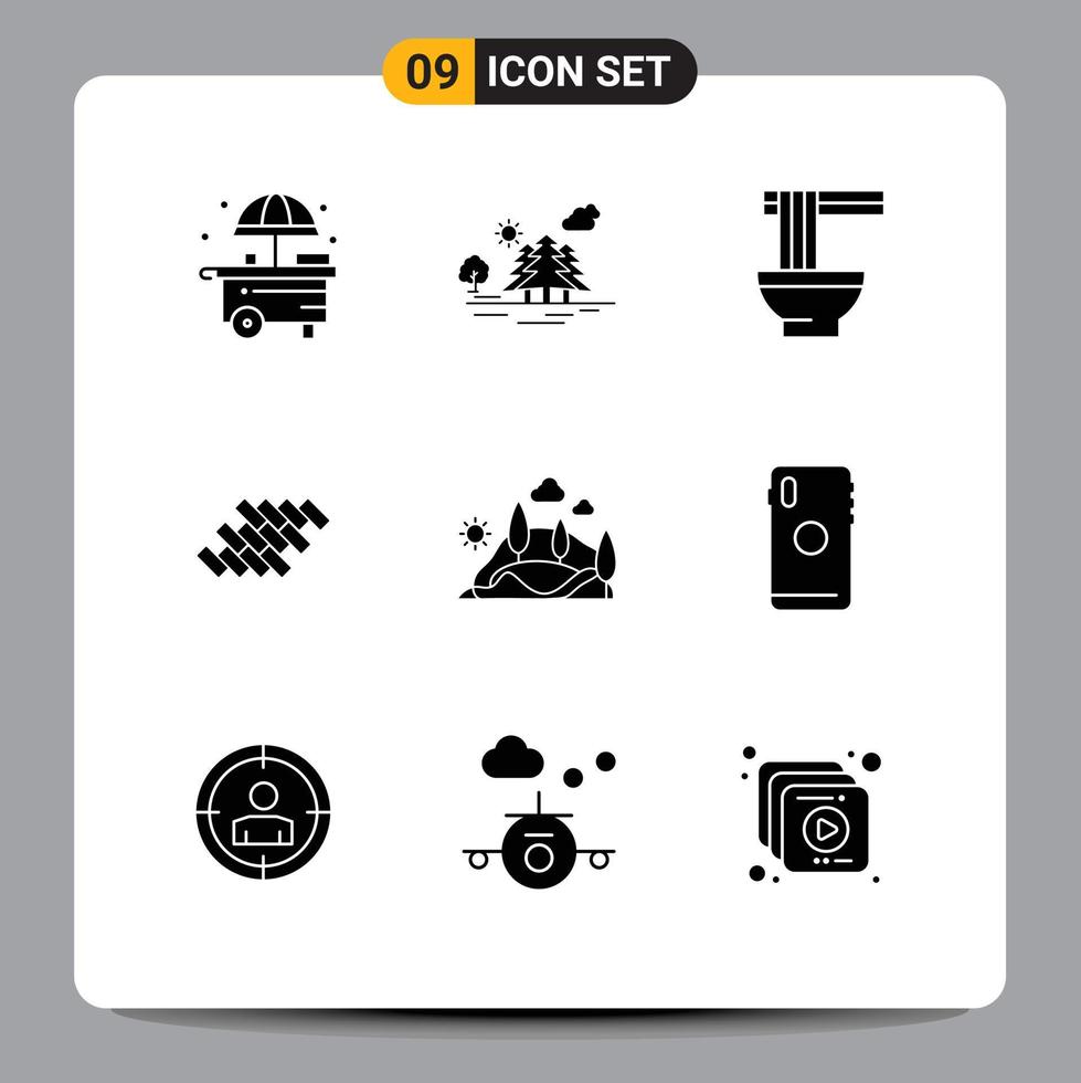 9 Creative Icons Modern Signs and Symbols of hill block chinese tile bricks Editable Vector Design Elements