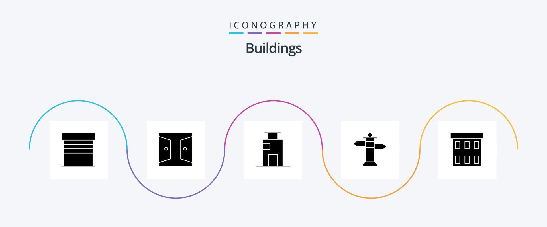 Buildings Glyph 5 Icon Pack Including building. sign. home gate. navigation. city vector