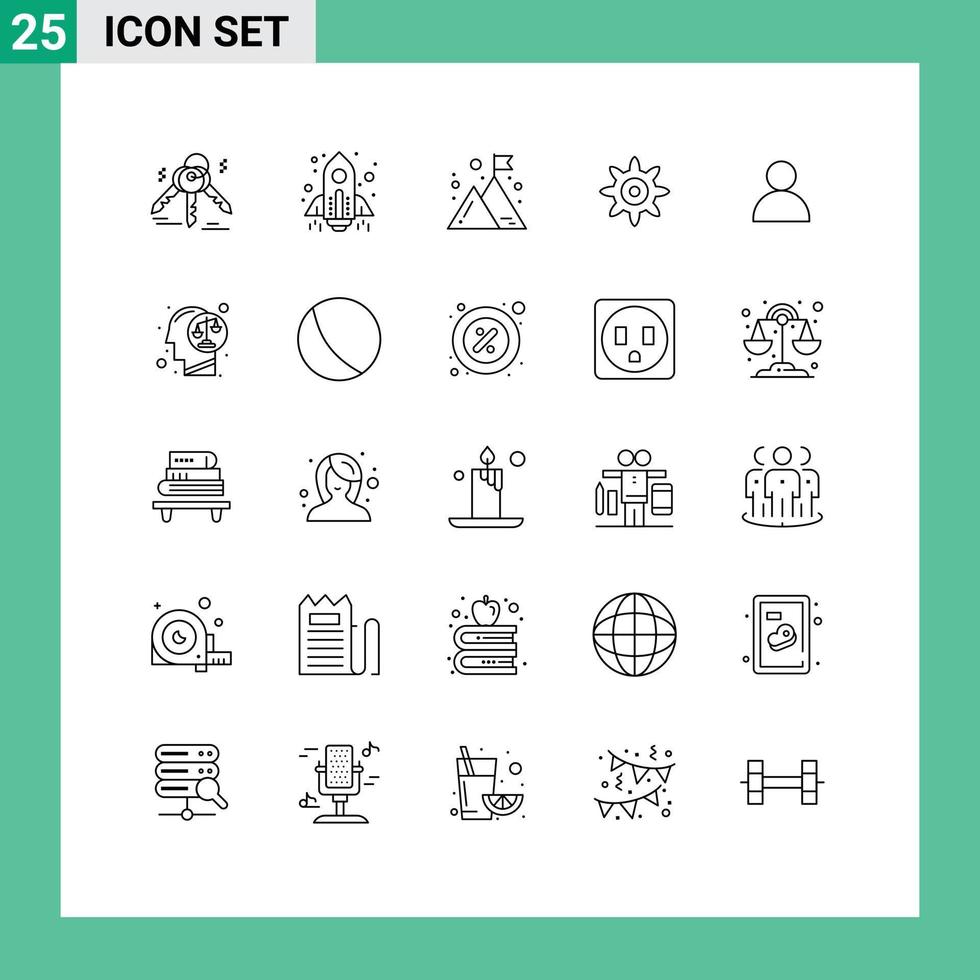 25 Line concept for Websites Mobile and Apps decision twitter company mane gear Editable Vector Design Elements