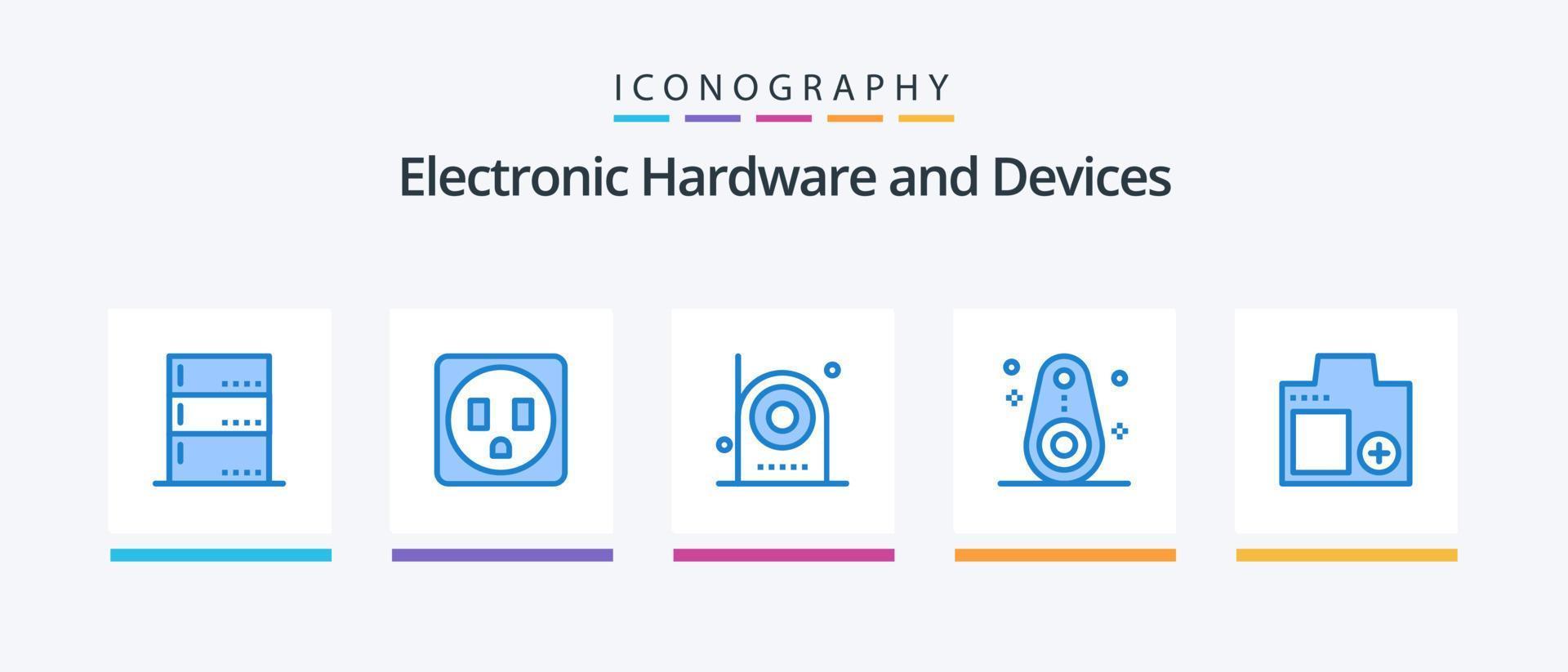 Devices Blue 5 Icon Pack Including digital. camera. electric. tracked. devices. Creative Icons Design vector