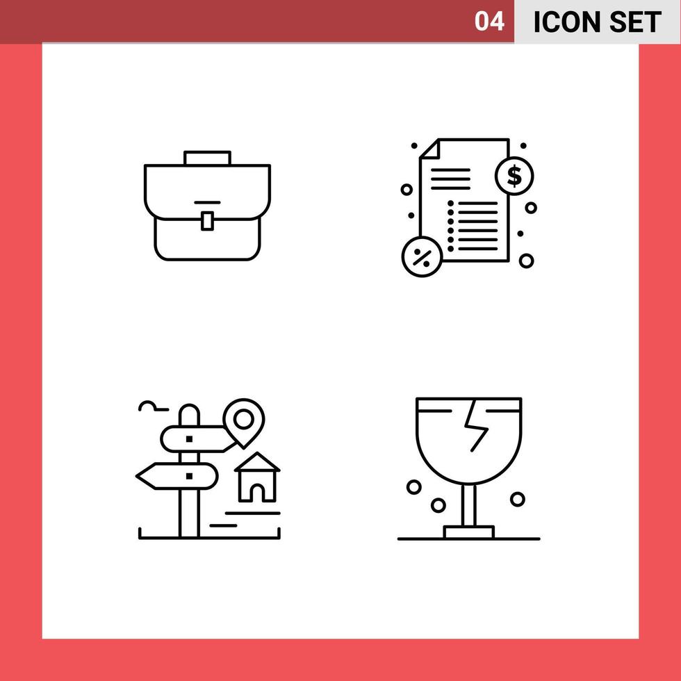 Universal Icon Symbols Group of 4 Modern Filledline Flat Colors of bag board workbag payment home Editable Vector Design Elements