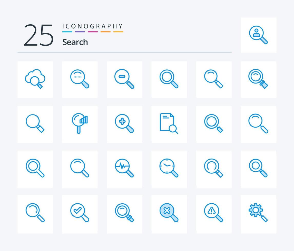 Search 25 Blue Color icon pack including expanded. service. zoom. search. search vector
