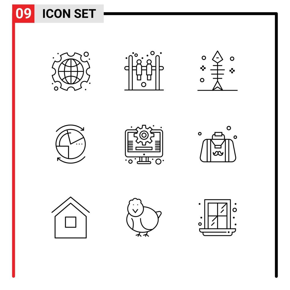 9 iconos creativos signos y símbolos modernos de datos de gráficos óseos de red empresarial elementos de diseño vectorial editables vector