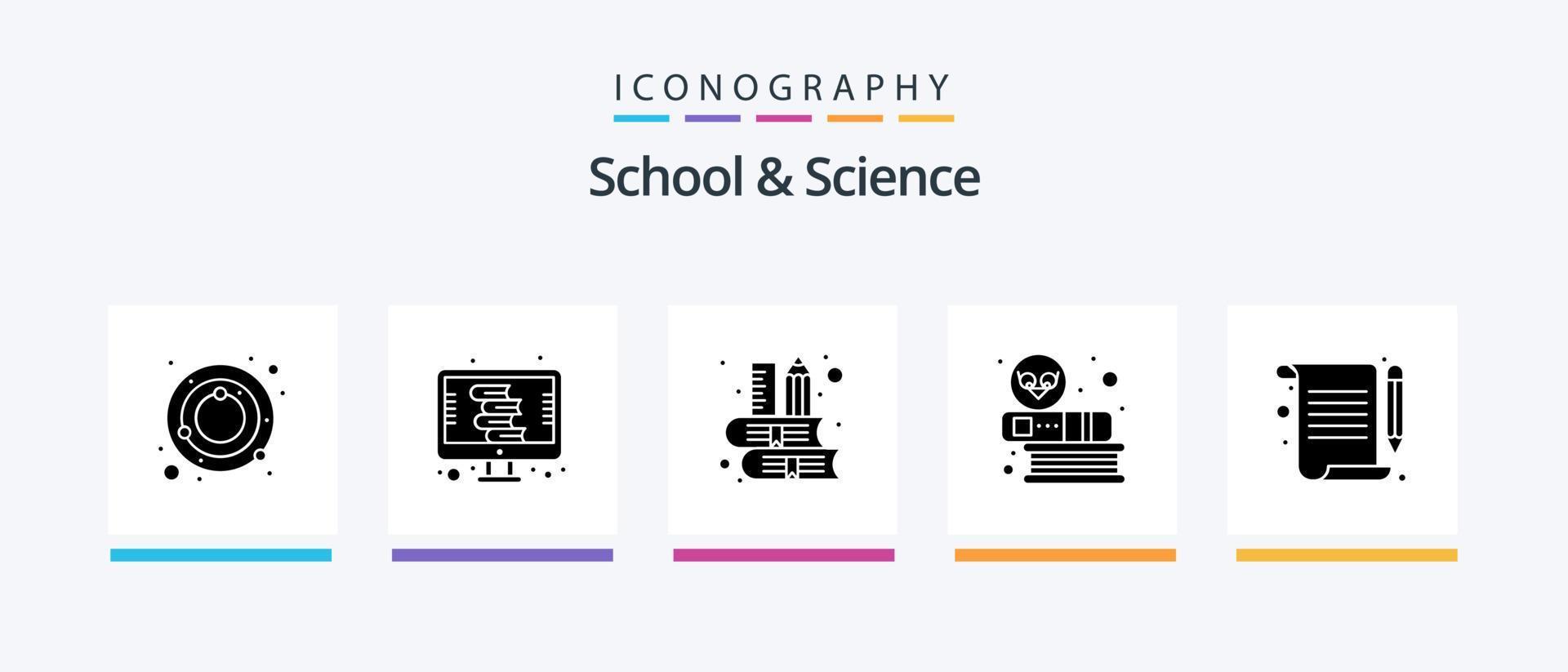 School And Science Glyph 5 Icon Pack Including notes. knowledge. book. education. books. Creative Icons Design vector