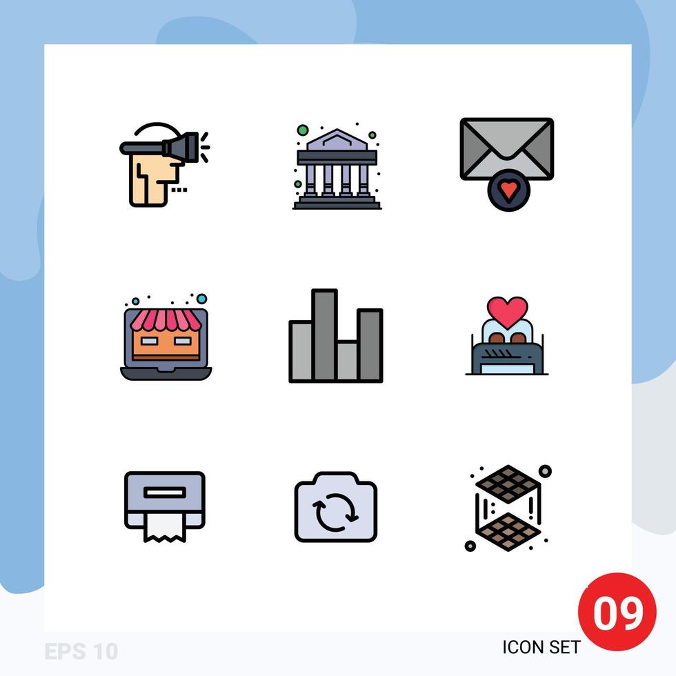 9 Filledline Flat Color concept for Websites Mobile and Apps finance business message bar web Editable Vector Design Elements