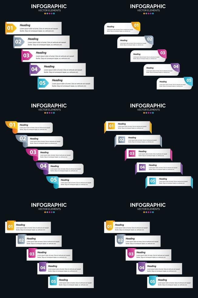 use el paquete de infografías vectoriales 6 para presentar de manera efectiva sus ideas de negocios vector