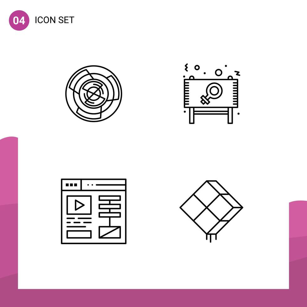 4 Universal Filledline Flat Colors Set for Web and Mobile Applications complexity day concept maze sign Editable Vector Design Elements