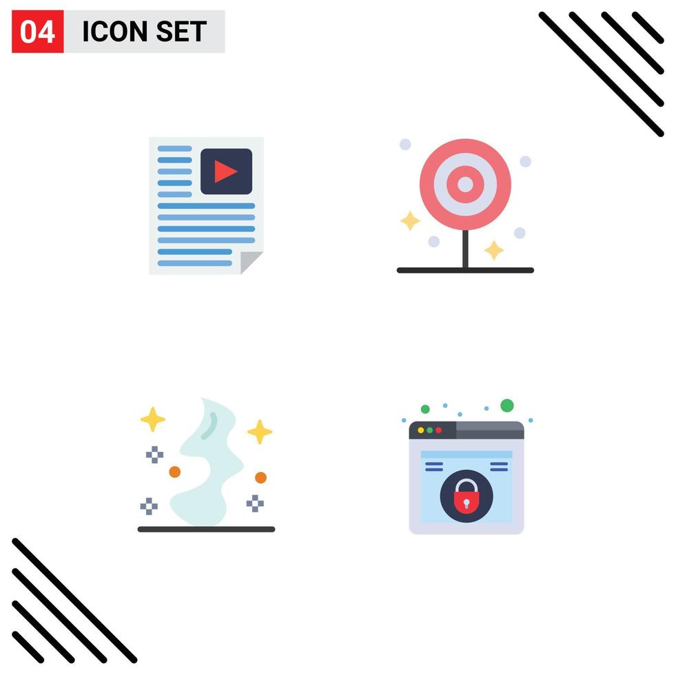 Group of 4 Flat Icons Signs and Symbols for data lollipop report dinner smoke Editable Vector Design Elements