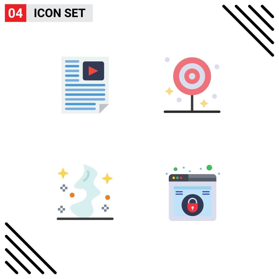 grupo de 4 iconos planos signos y símbolos para los elementos de diseño de vectores editables de humo de informe de lollipop de datos