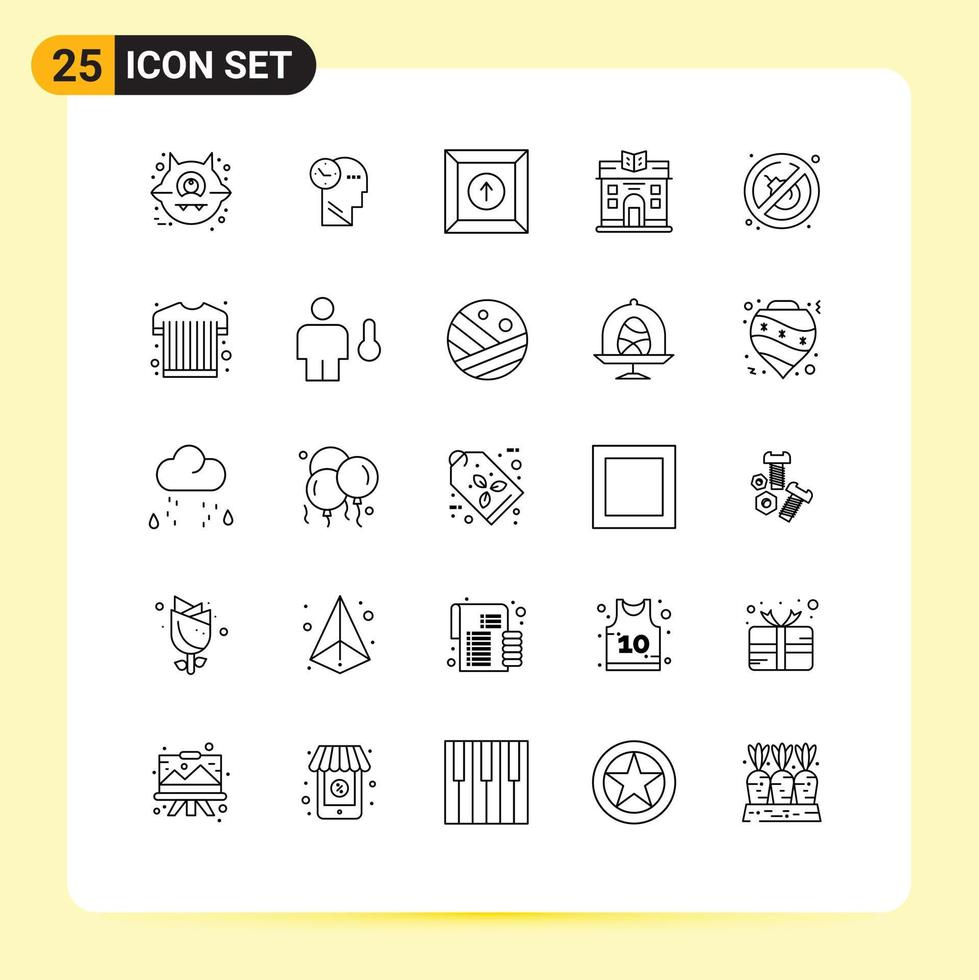 25 Universal Lines Set for Web and Mobile Applications sports shirt place product no building Editable Vector Design Elements