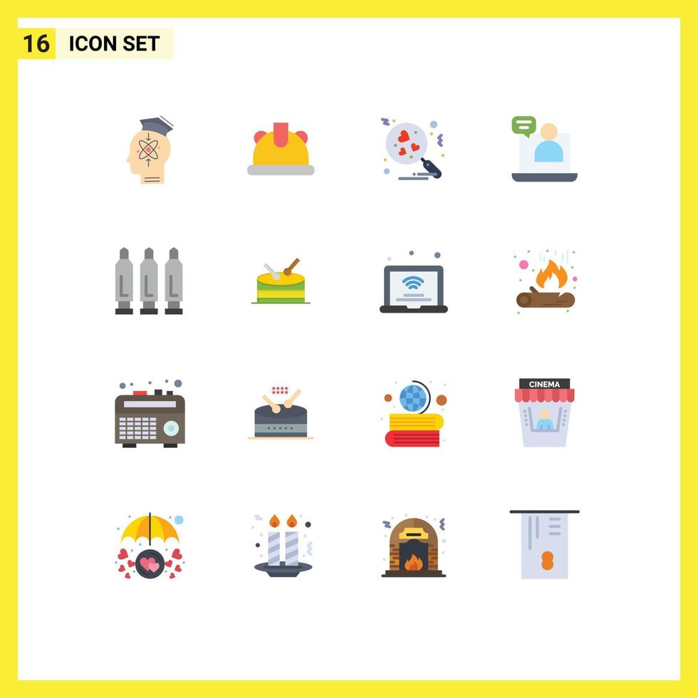 paquete de iconos de vector de stock de 16 signos y símbolos de línea para disparar bala corazón reunión chat paquete editable de elementos creativos de diseño de vectores