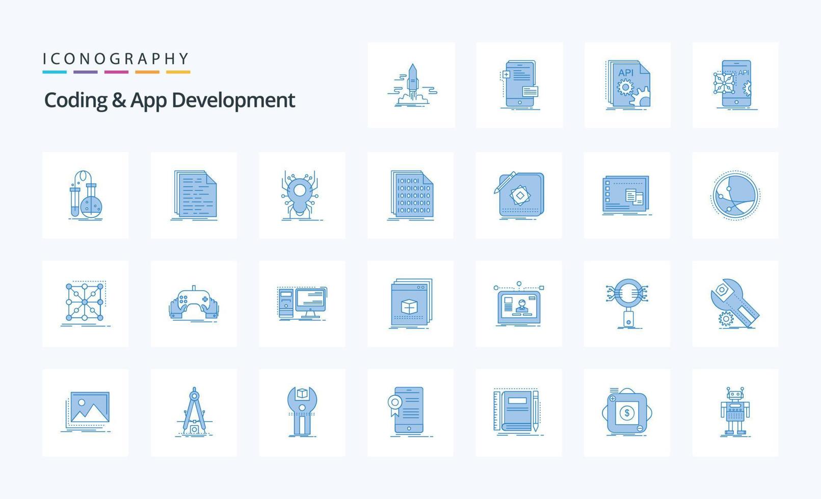 25 Coding And App Development Blue icon pack vector