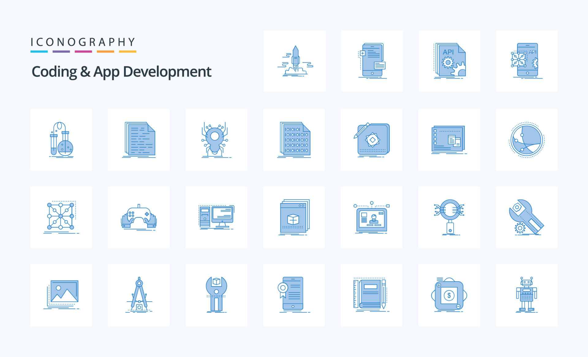 25 Coding And App Development Blue icon pack 18289902 Vector Art at ...