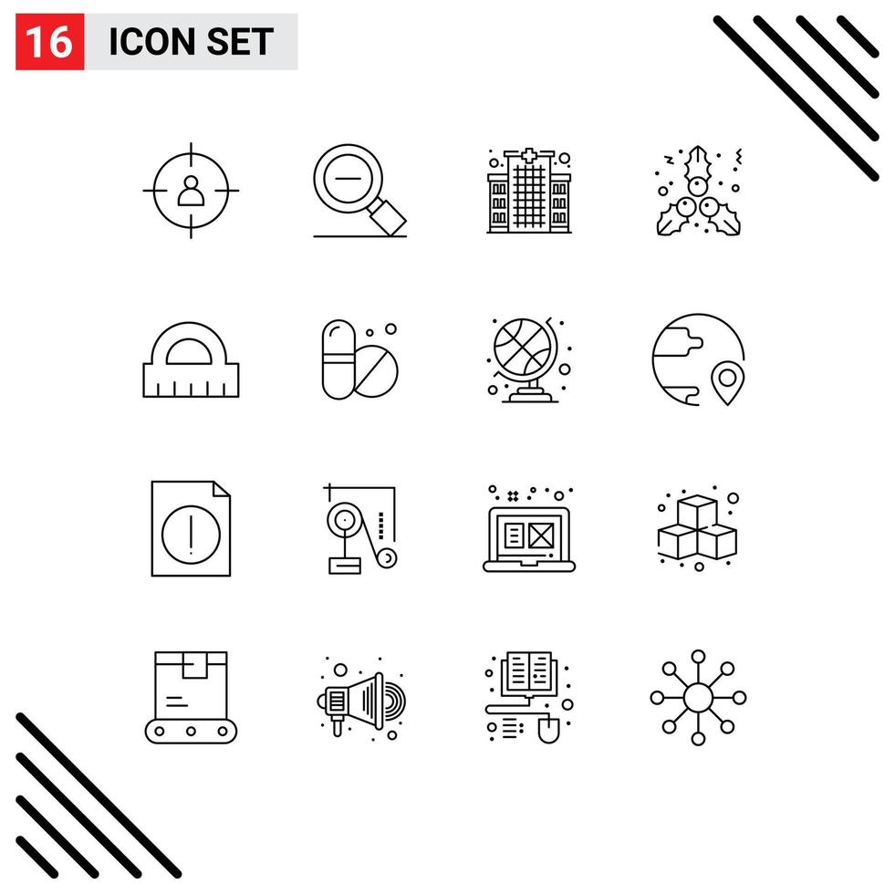 Outline Pack of 16 Universal Symbols of control mistletoe zoom kiss care Editable Vector Design Elements