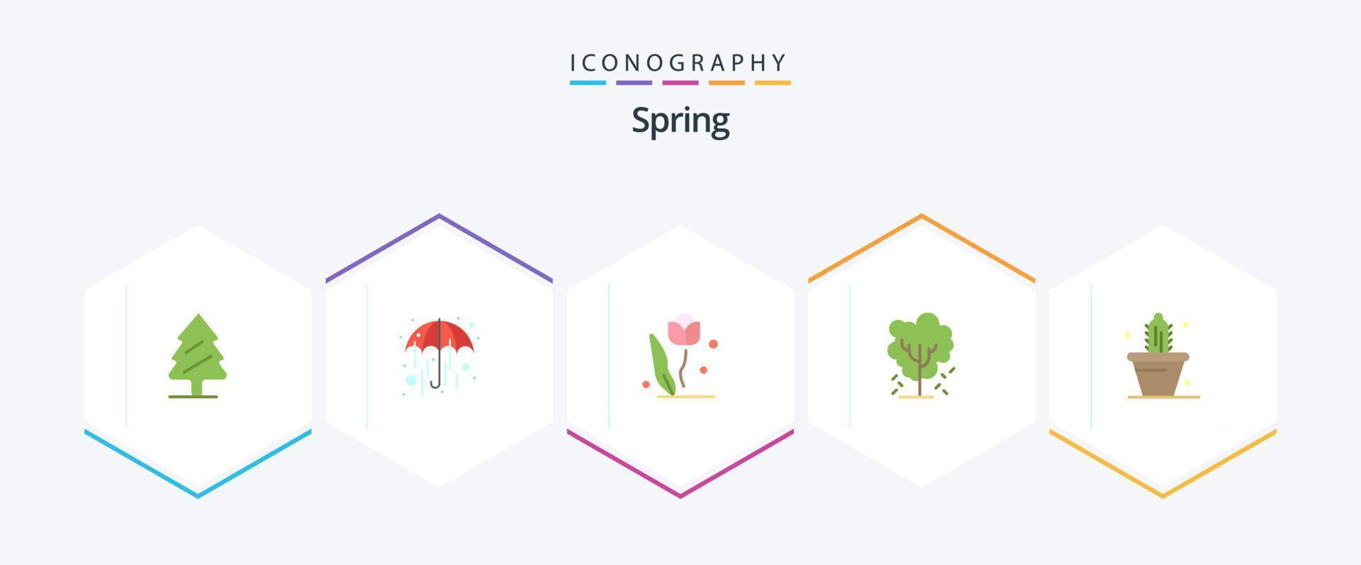 Spring 25 Flat icon pack including cactus. nature. floral. apple tree. tree vector