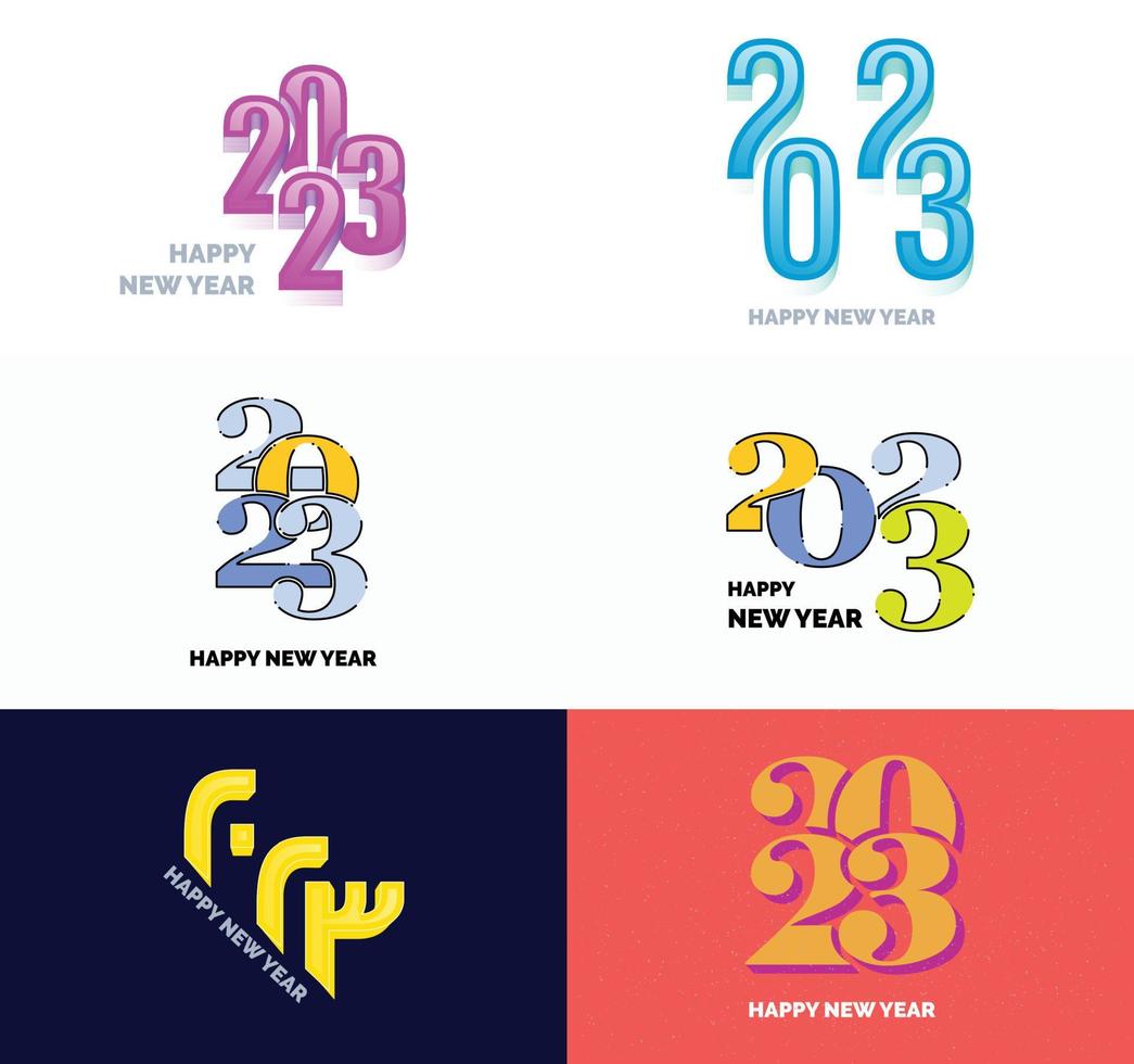 Big Set of 2023 Happy New Year logo text design 2023 number design template vector