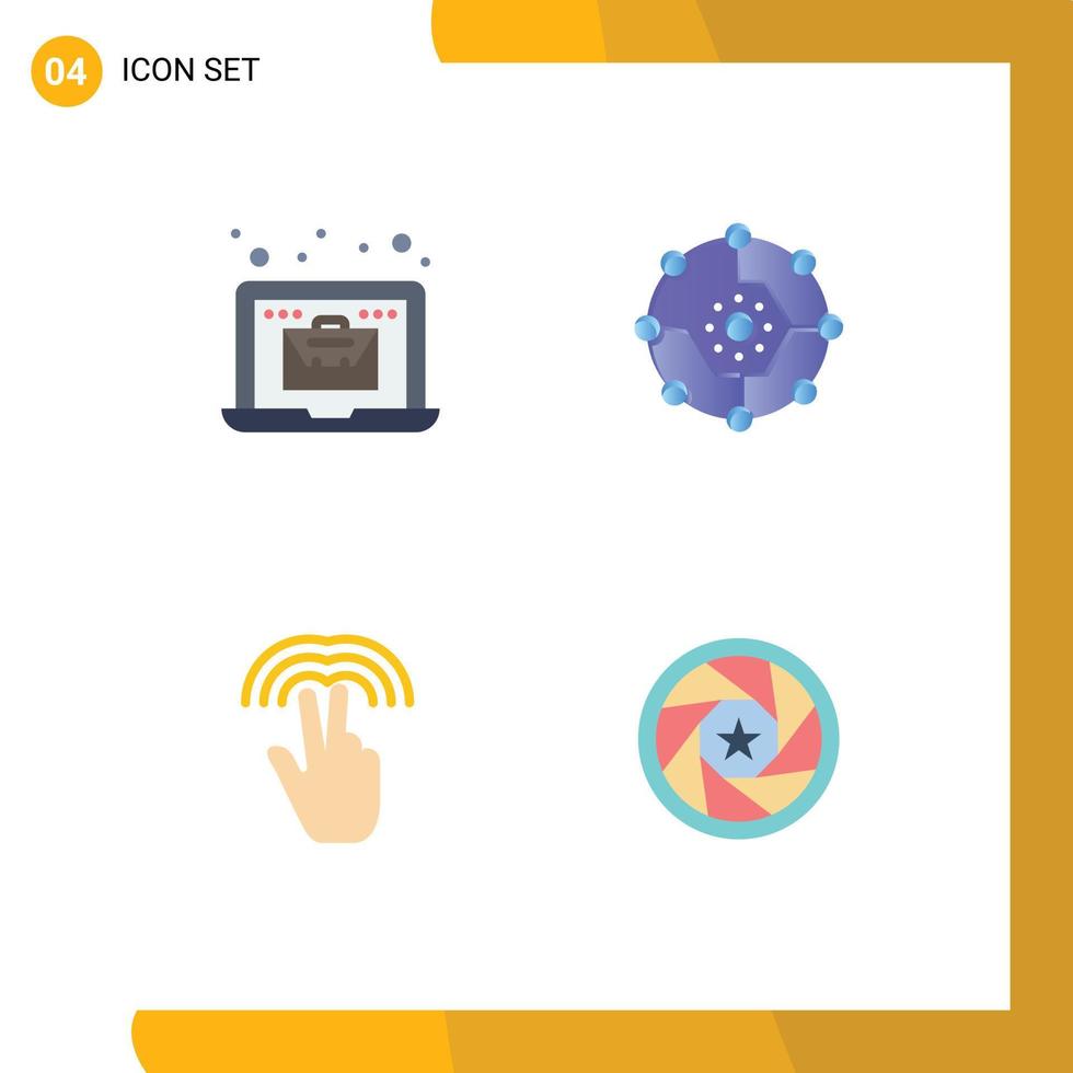 Universal Icon Symbols Group of 4 Modern Flat Icons of online double economy connectivity hand Editable Vector Design Elements