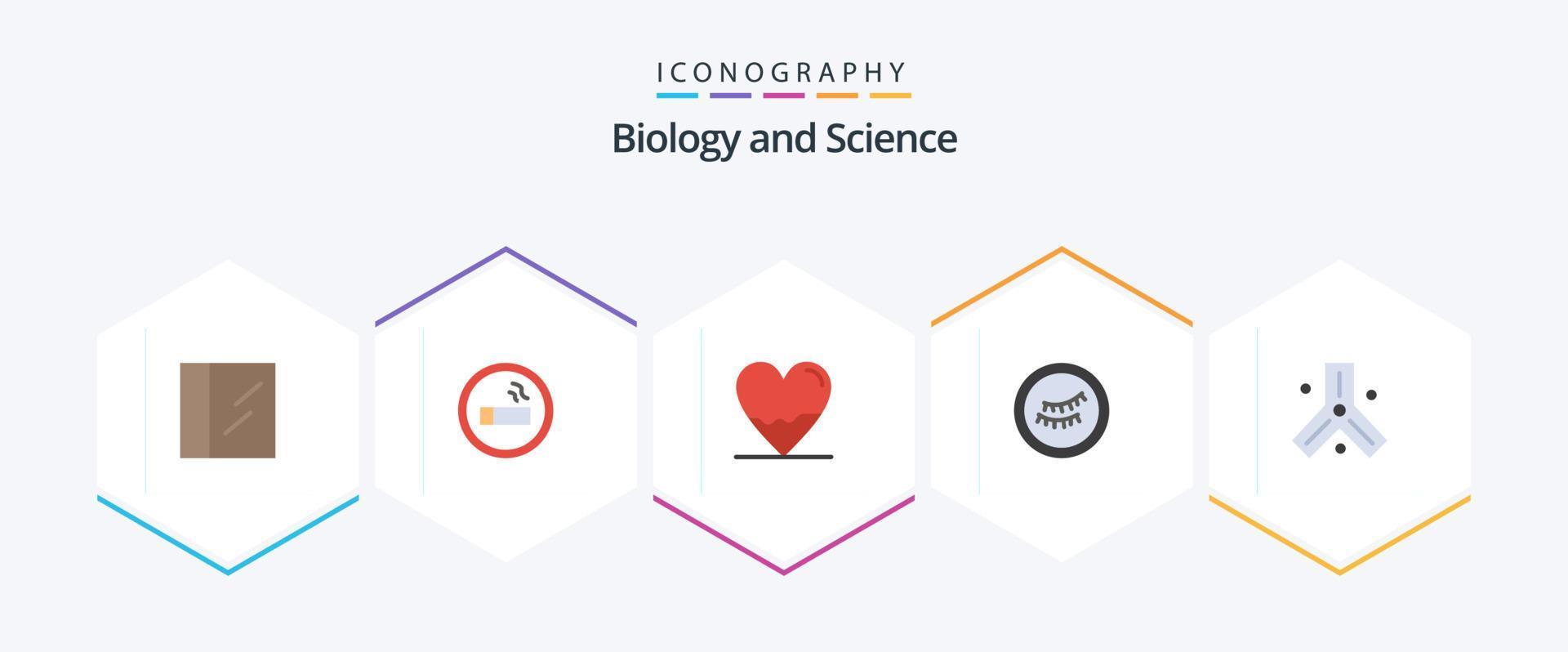 biología 25 paquete de iconos planos que incluye. ADN corazón. células. dormir vector