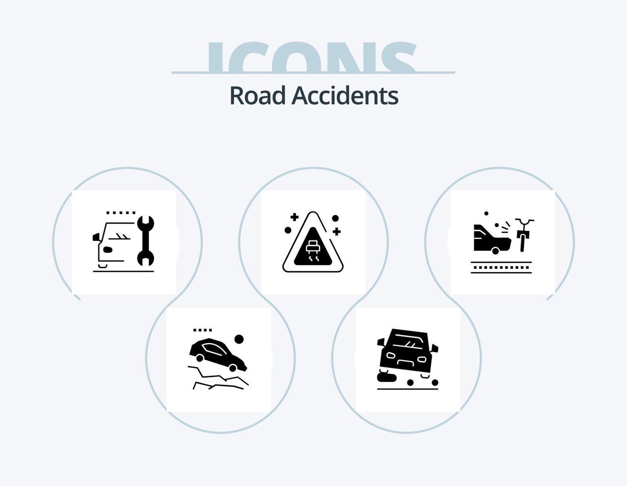 diseño de iconos del paquete de iconos de glifo de accidentes de tráfico 5. auto. accidente. auto. accidentes señalización vector