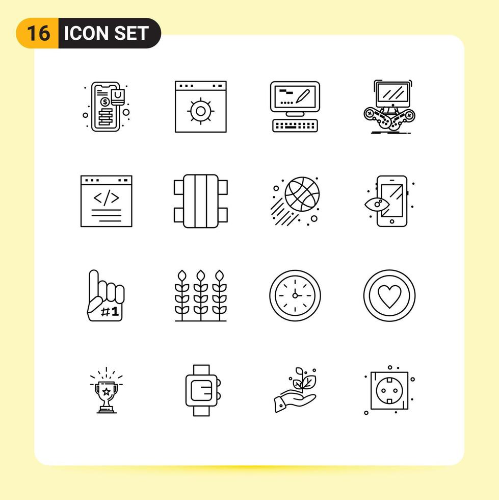 16 Creative Icons Modern Signs and Symbols of code online computer multiplayer gaming Editable Vector Design Elements