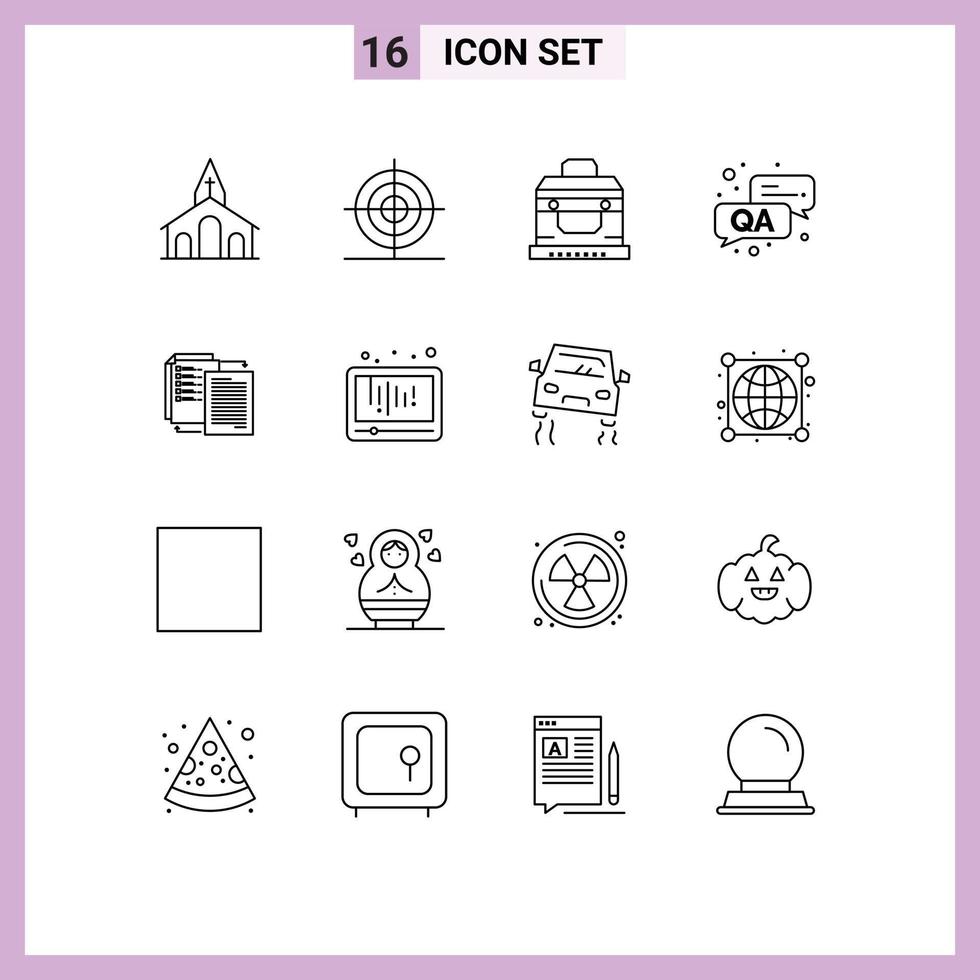 Set of 16 Commercial Outlines pack for share question shape qa treasure Editable Vector Design Elements