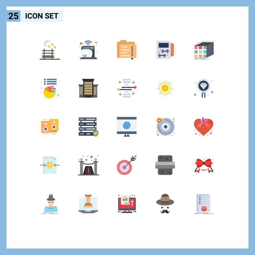 Modern Set of 25 Flat Colors and symbols such as aggregation planning data healthy fitness Editable Vector Design Elements