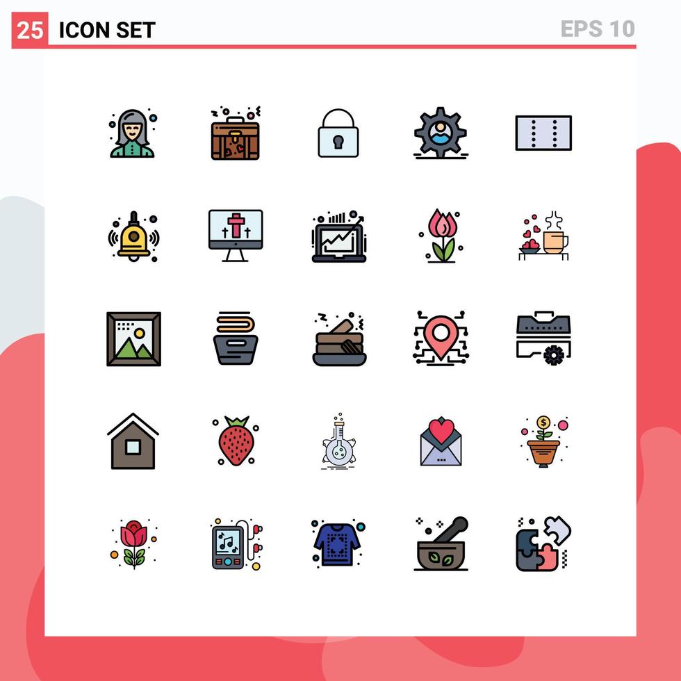 25 User Interface Filled line Flat Color Pack of modern Signs and Symbols of minimize man lock security dper Editable Vector Design Elements