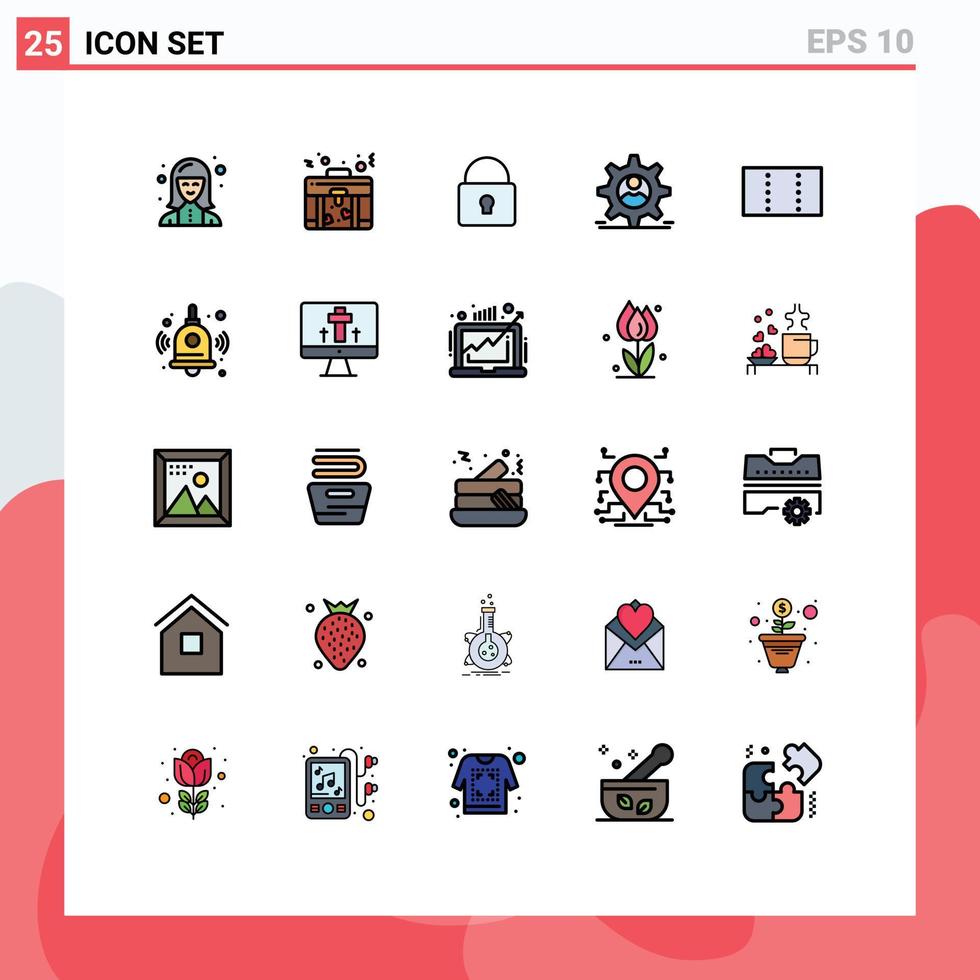 Paquete de color plano de línea llena de interfaz de usuario de 25 de signos y símbolos modernos de minimizar la seguridad de bloqueo de hombre dper elementos de diseño de vector editables