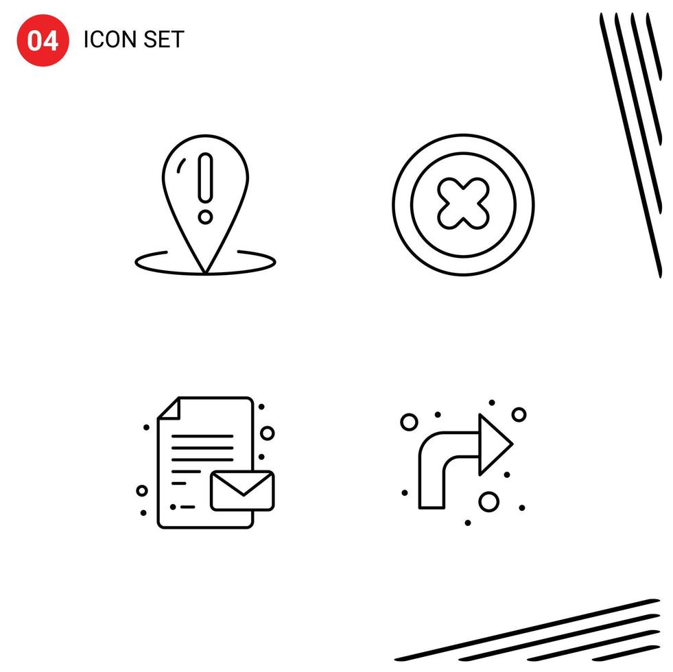 Set of 4 Modern UI Icons Symbols Signs for help paper point remove arrows Editable Vector Design Elements