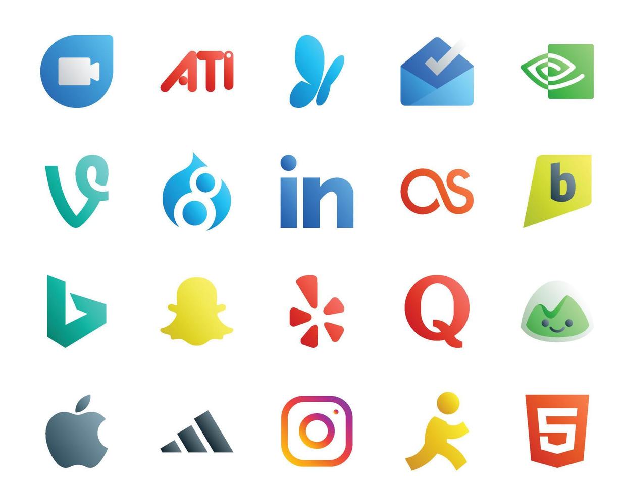 20 Social Media Icon Pack Including adidas basecamp lastfm question yelp vector