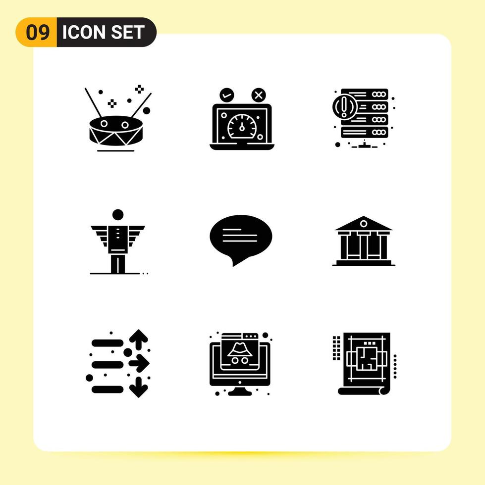 Solid Glyph Pack of 9 Universal Symbols of freedom business website angel service Editable Vector Design Elements