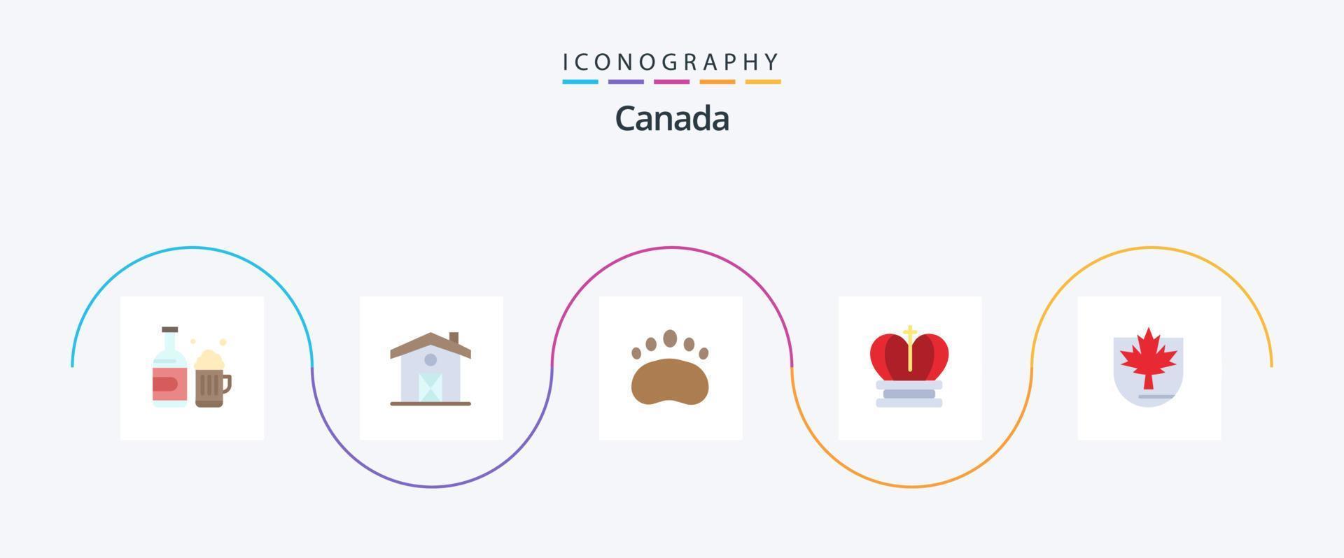 Canada Flat 5 Icon Pack Including leaf. empire. education. royal. crown vector