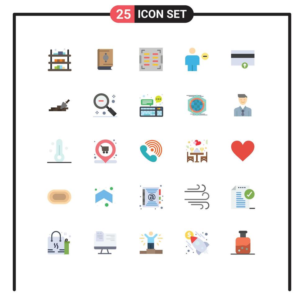 Group of 25 Flat Colors Signs and Symbols for minus delete ramadan body drainage Editable Vector Design Elements