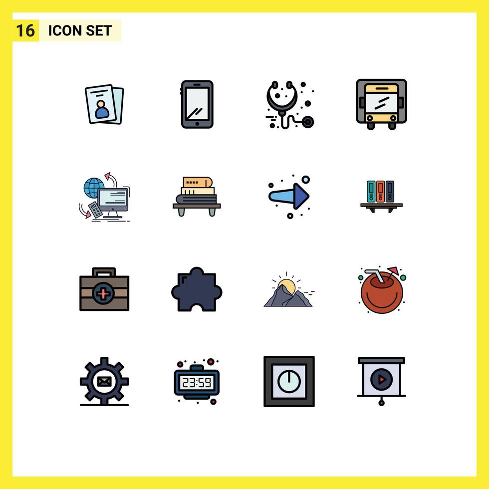 Stock Vector Icon Pack of 16 Line Signs and Symbols for control truck iphone lorry stethoscope Editable Creative Vector Design Elements