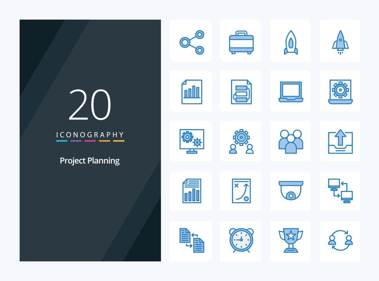 20 Project Planing Blue Color icon for presentation vector