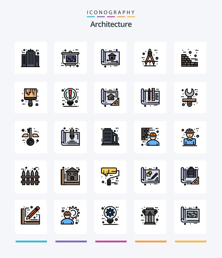 Creative Architecture 25 Line FIlled icon pack  Such As measure. circle. real estate. architect. construction vector