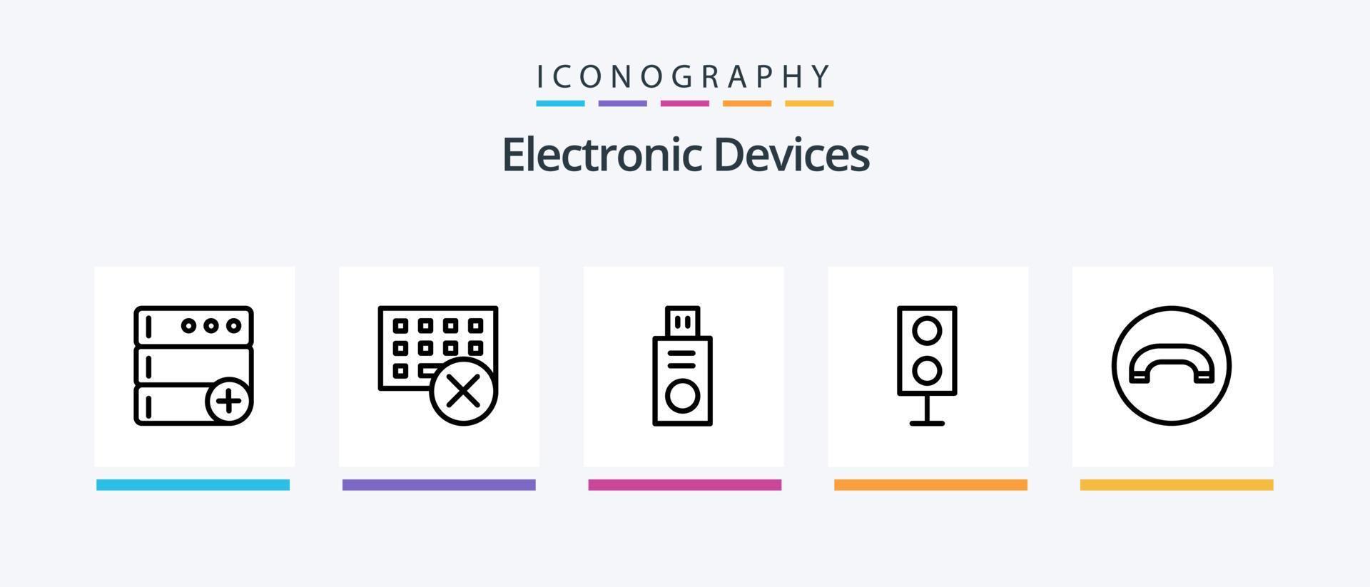 paquete de iconos de la línea 5 de dispositivos que incluye . sincronizar auricular. servidor. teléfono inteligente diseño de iconos creativos vector