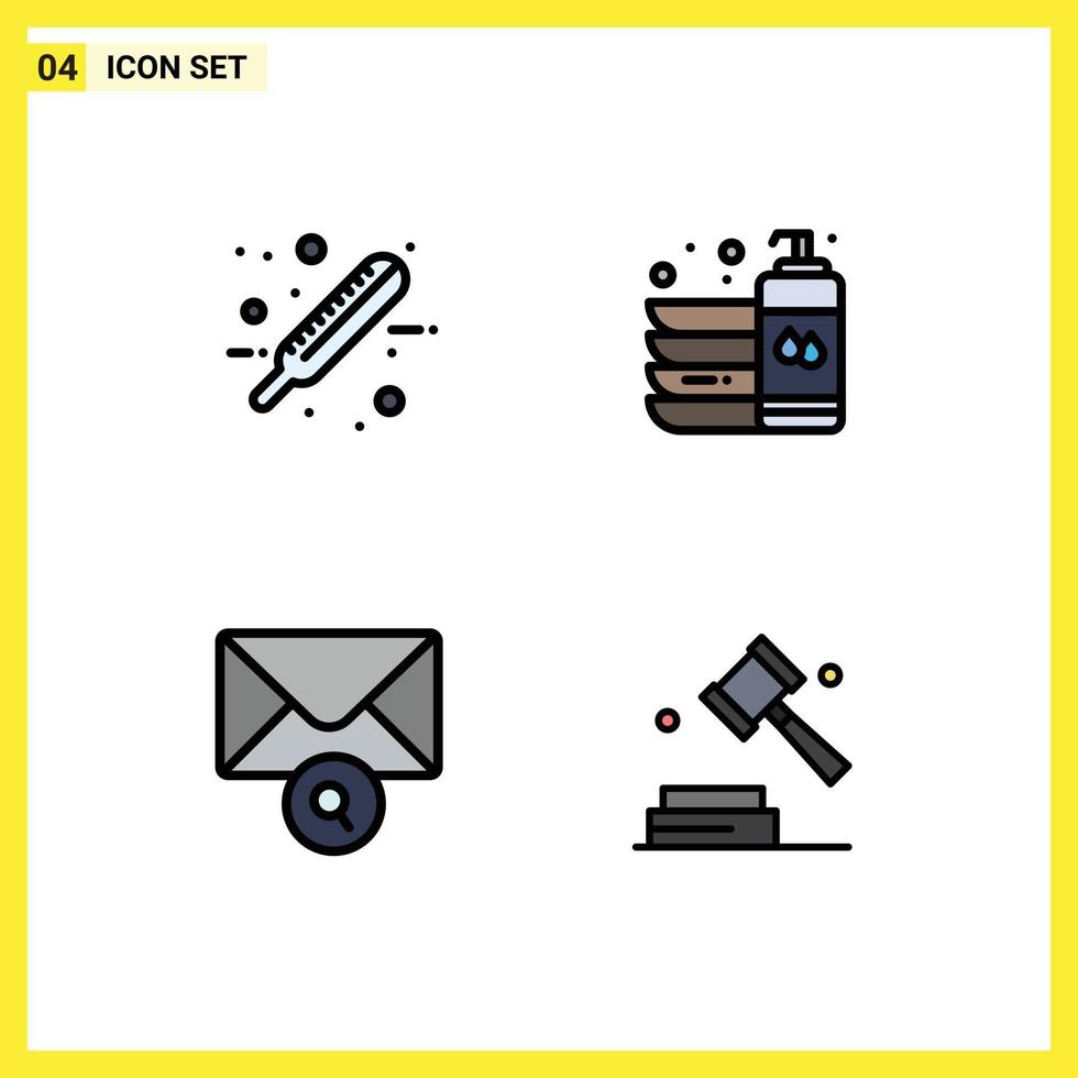 4 Creative Icons Modern Signs and Symbols of care mail test dish search Editable Vector Design Elements